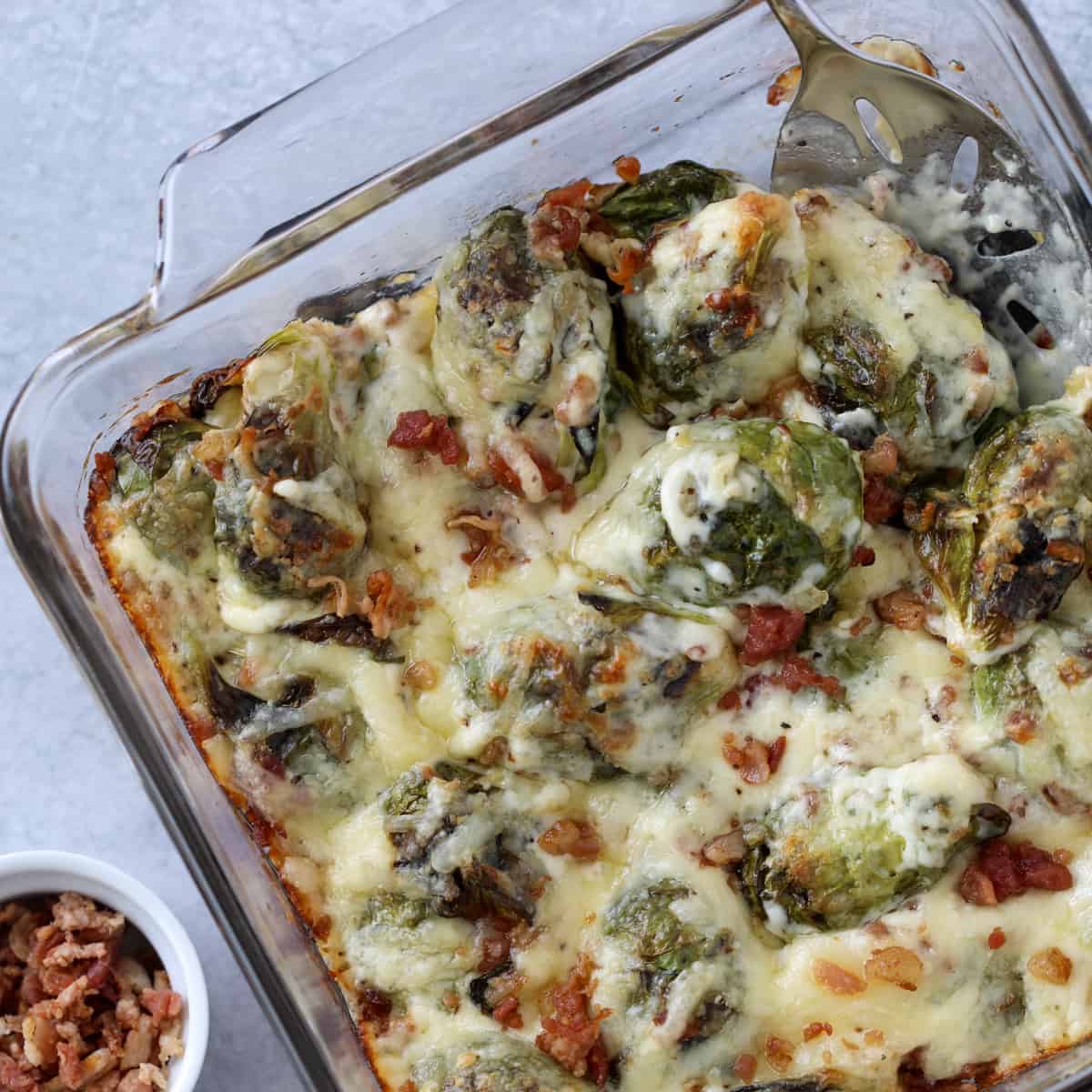 Keto Brussel Sprouts Casserole with Bacon Whole Lotta Yum