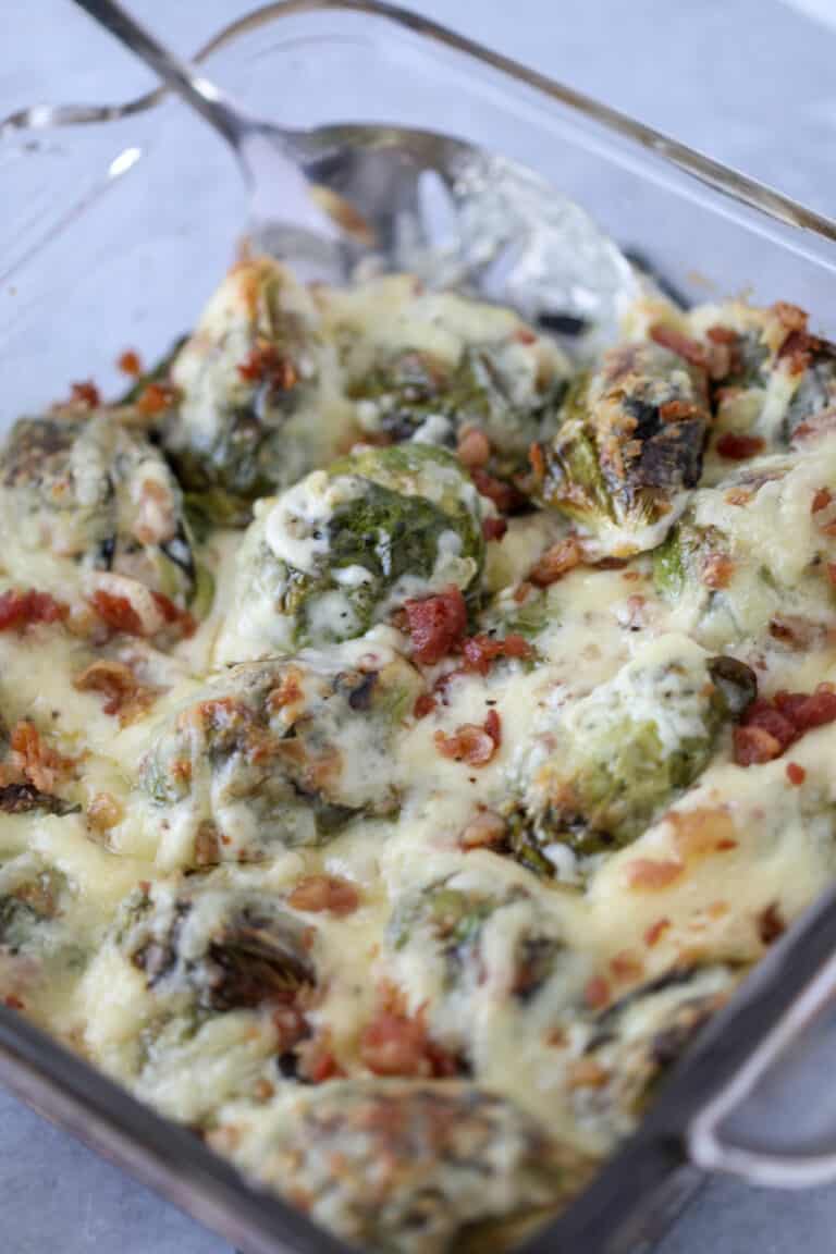 Keto Brussel Sprouts Casserole with Bacon Whole Lotta Yum