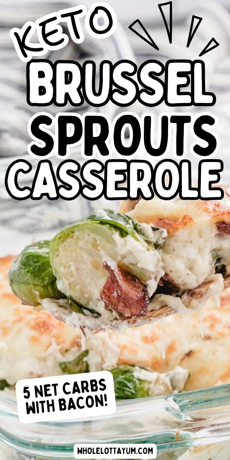 keto brussel sprouts casserole pin for pinterest