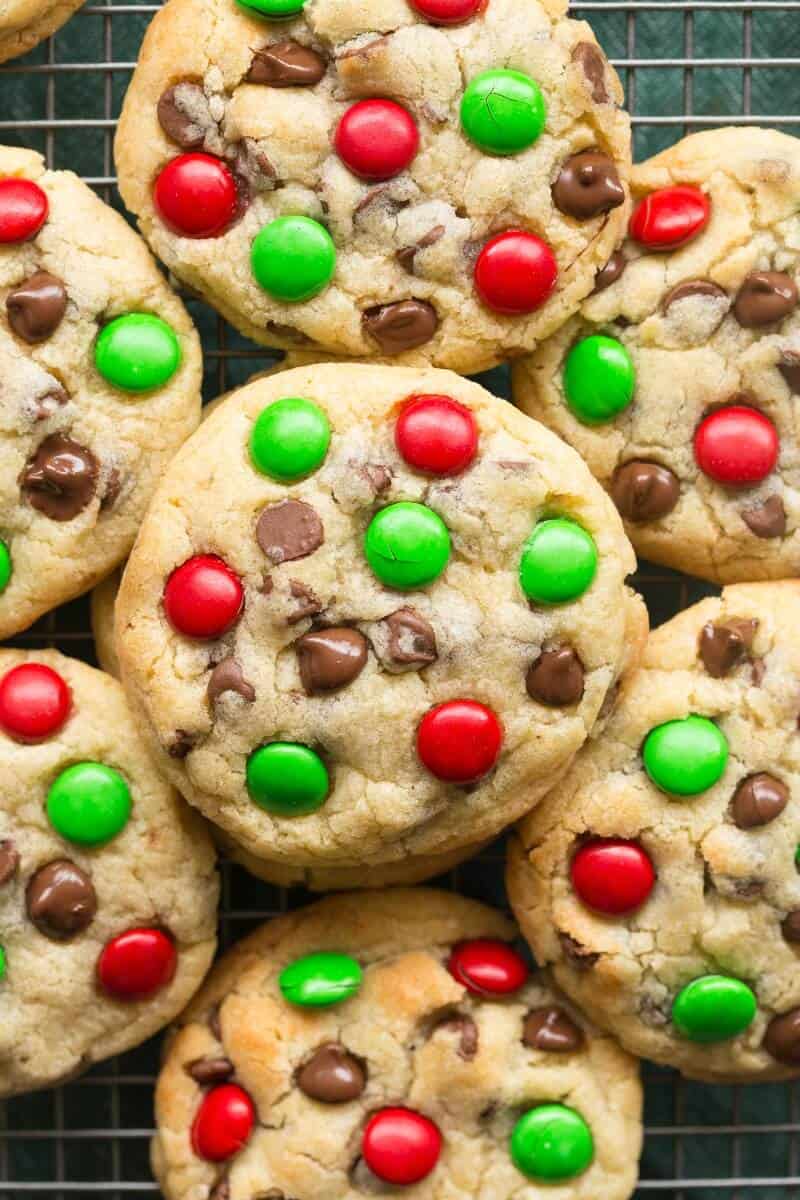 low carb sugar free Christmas cookies with red and green candies