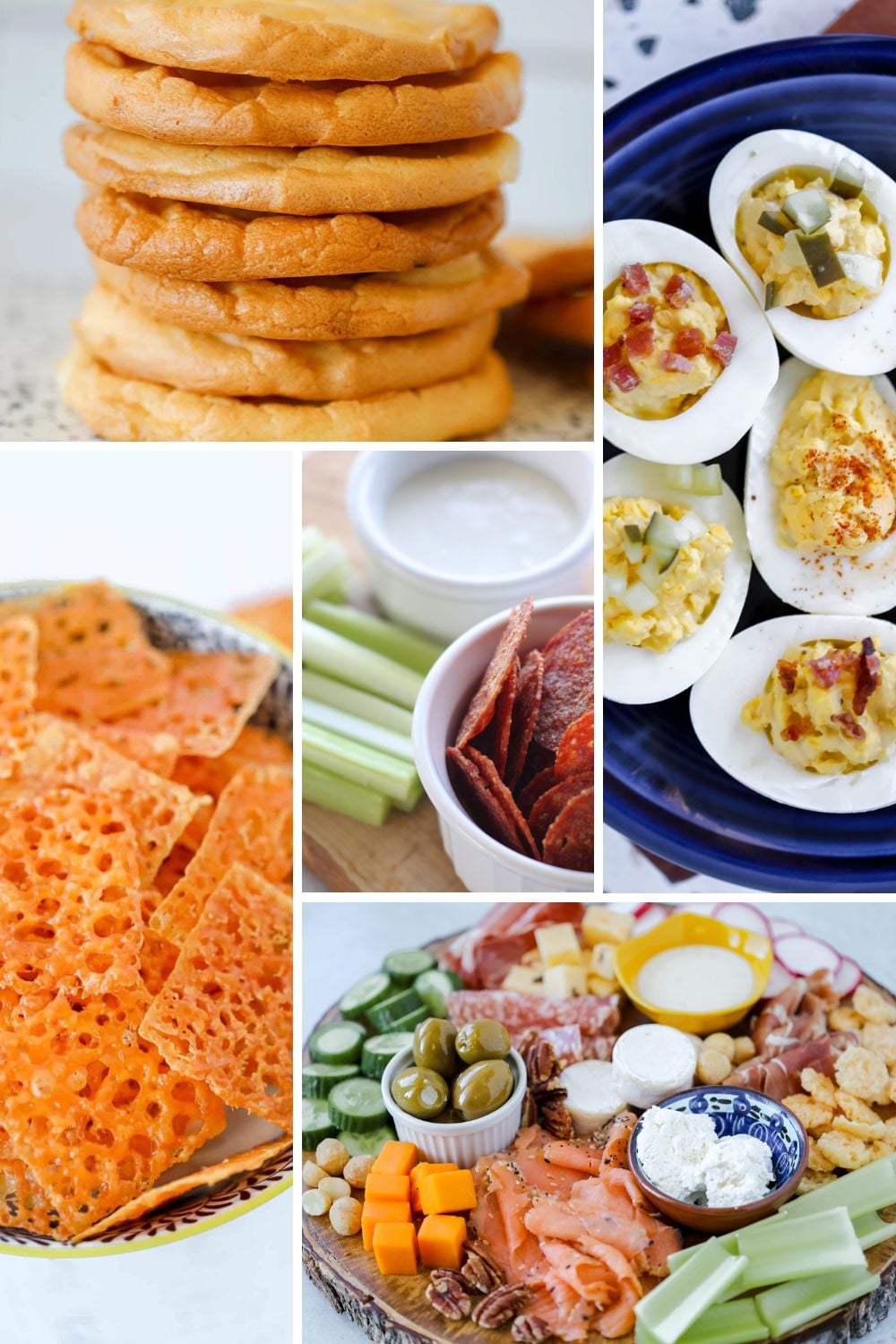 no carb snacks collage of recipes