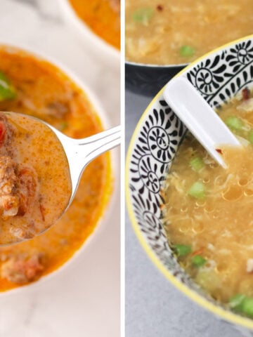 a collage of low carb soup recipes