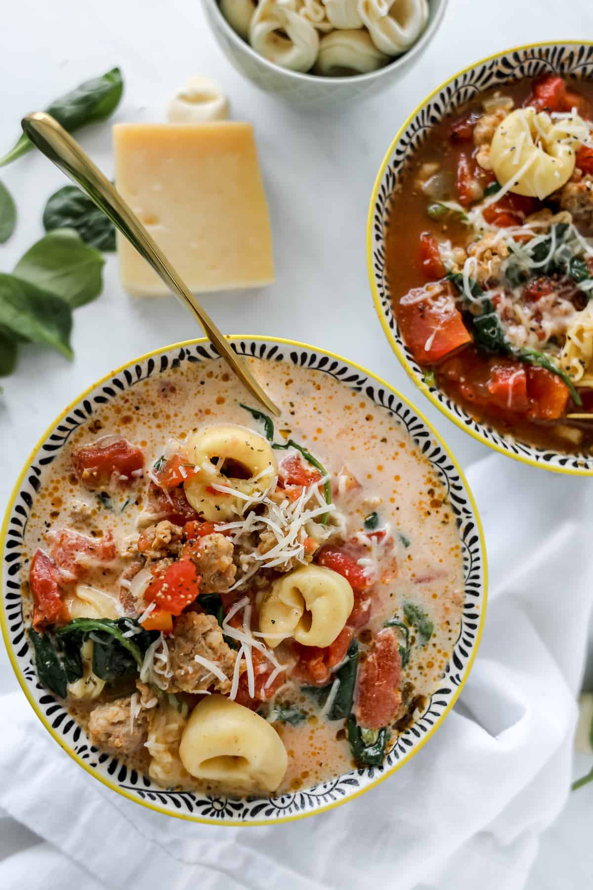 Creamy Italian Tortellini Soup (Crock Pot, Instant Pot)