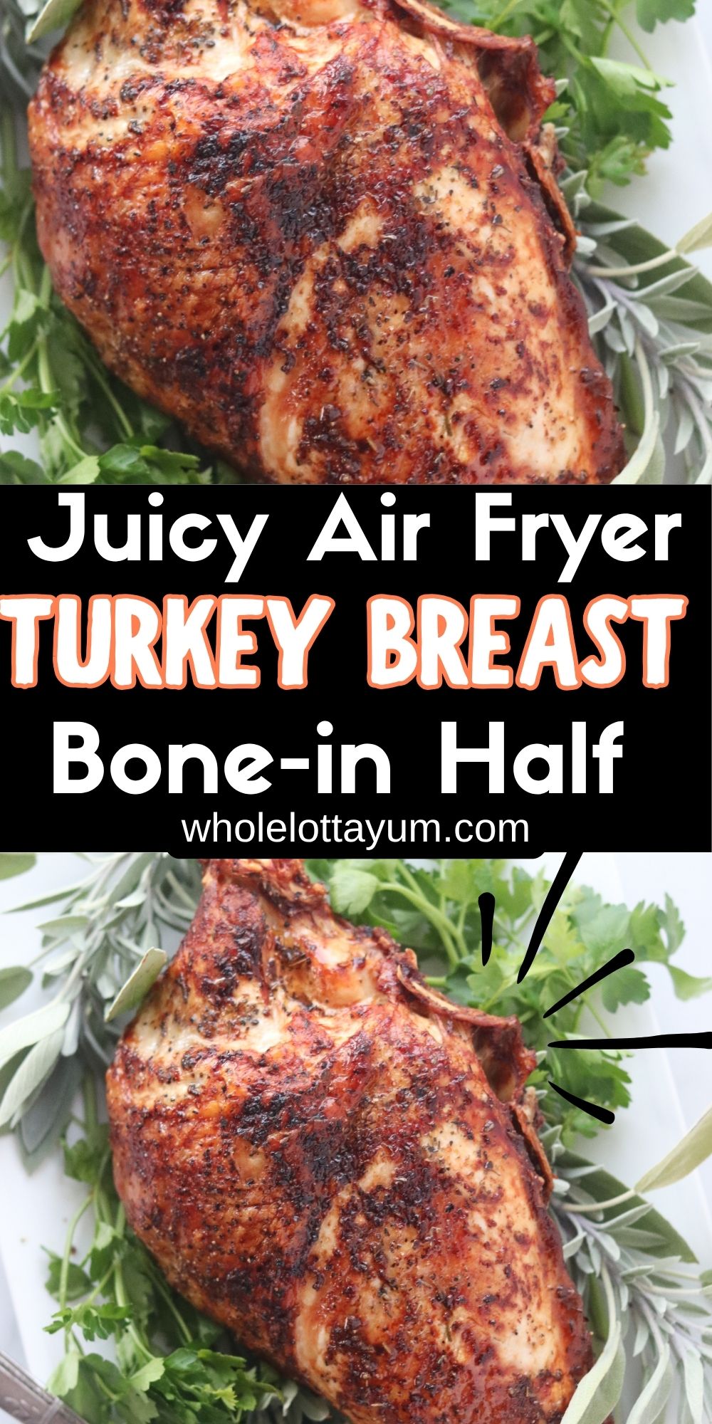 air fryer turkey breast bone in roast image for pinterest
