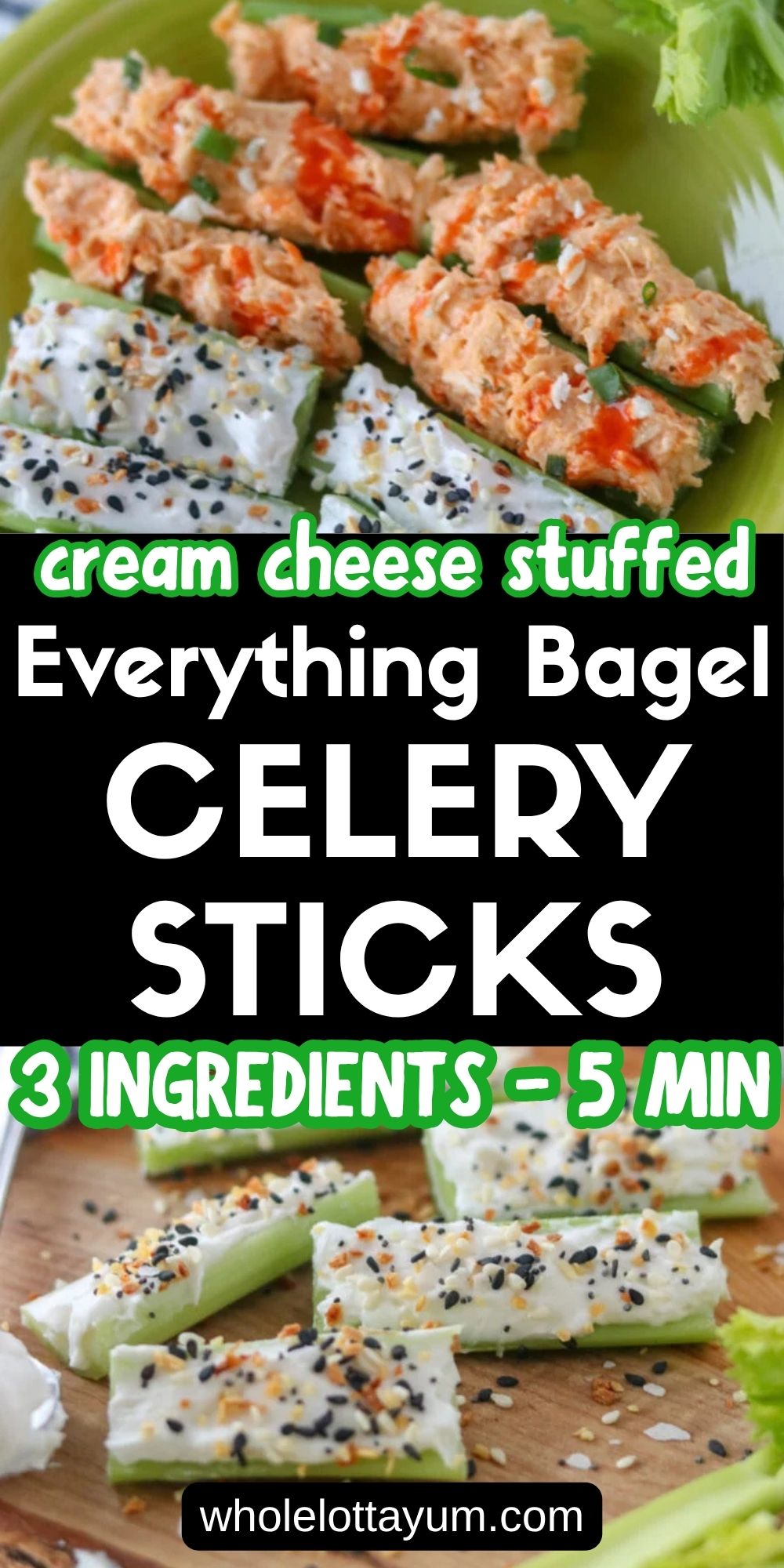 Stuffed Celery with Cream Cheese & Everything Bagel Seasoning