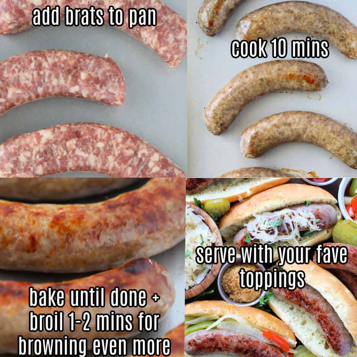 How To Cook Brats In Oven (Easy Baked Sausage Recipe) - Sip Bite Go