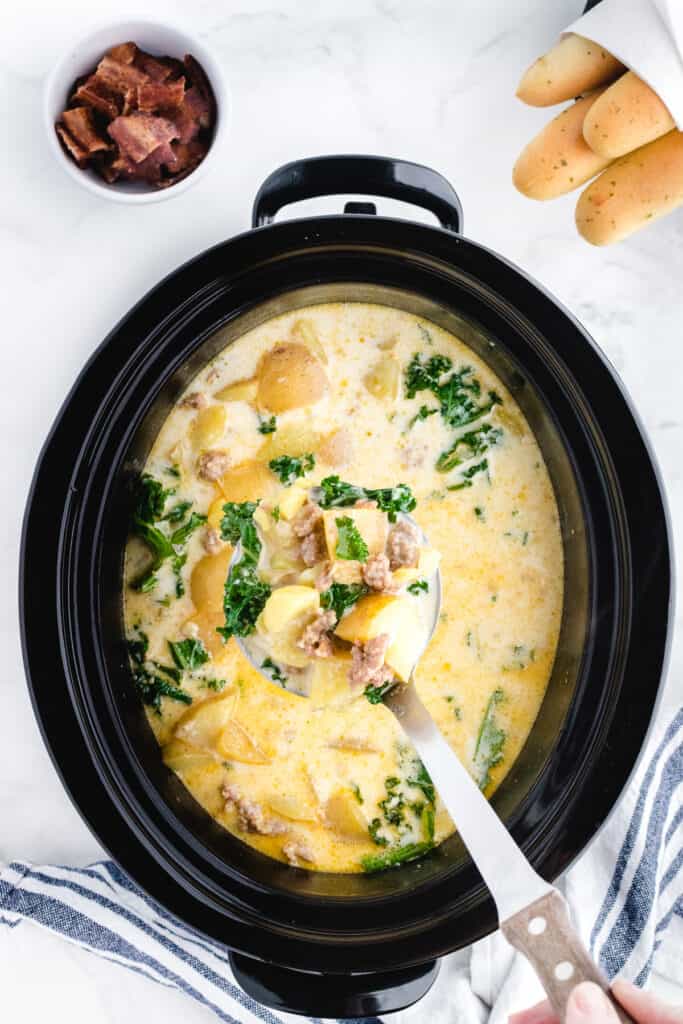 Crock Pot Zuppa Toscana Sausage Potato Soup - Simply Happy Foodie