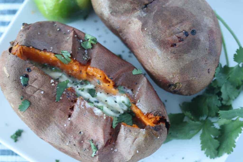 Air Fryer Baked Sweet Potatoes - PinkWhen