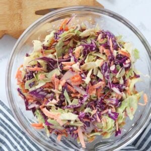 a healthy coleslaw recipe in a bowl ready to serve