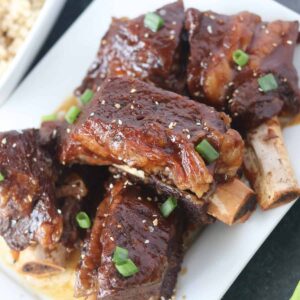 instant pot beef ribs on a plate after cooking