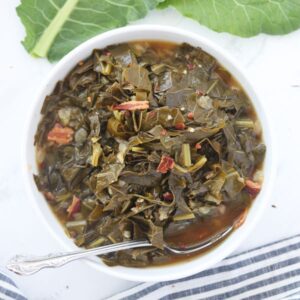 pressure cooker collard greens in a bowl