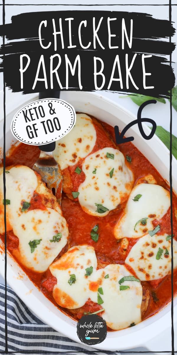 keto chicken parmesan bake pin for pinterest