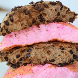 tiktok cloud bread square final image of chocolate chip and pink