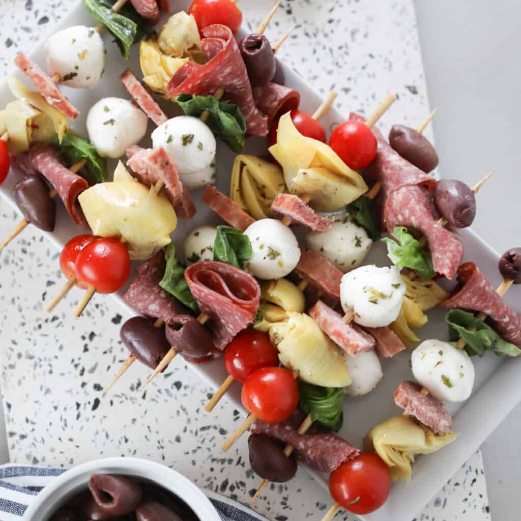 Easy Antipasto Skewers (Italian Hors D'oeurves) - The Suburban Soapbox