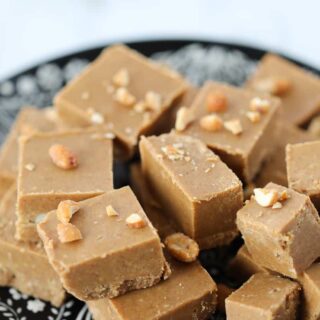 keto peanut butter fudge on a black plate