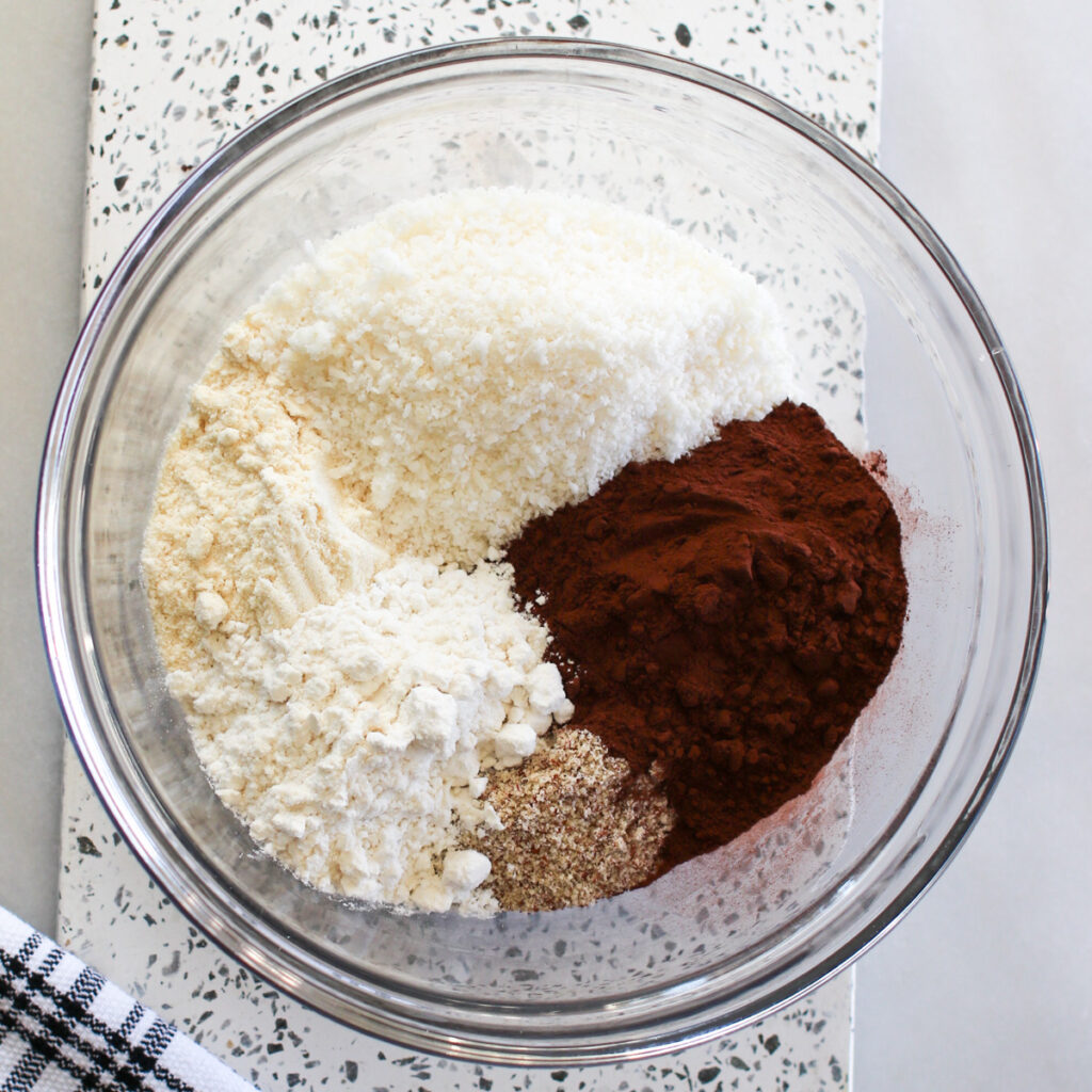 keto rum balls ingredients in a bowl