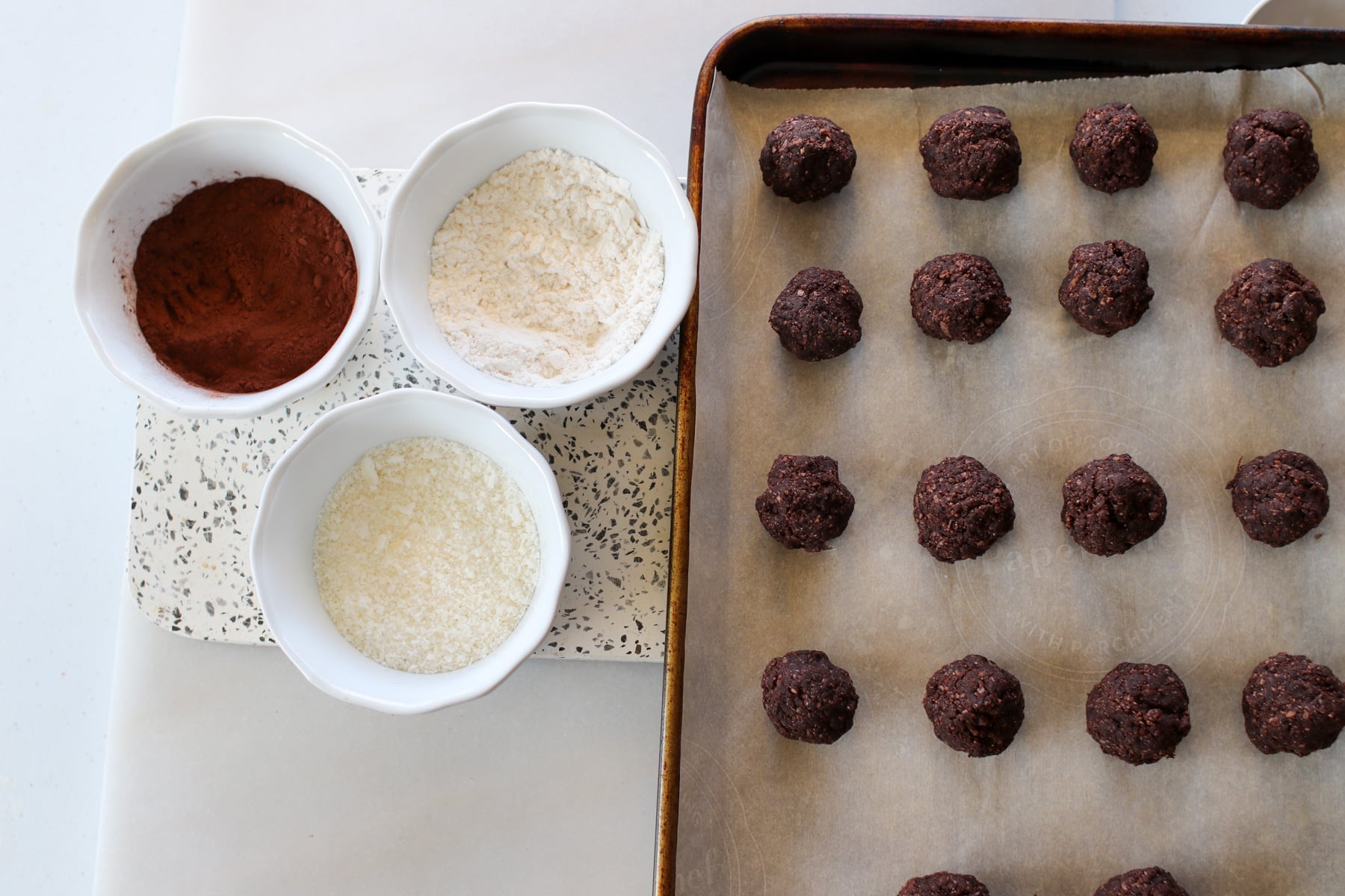 keto rum balls roll into balls waiting to get dipped in toppings