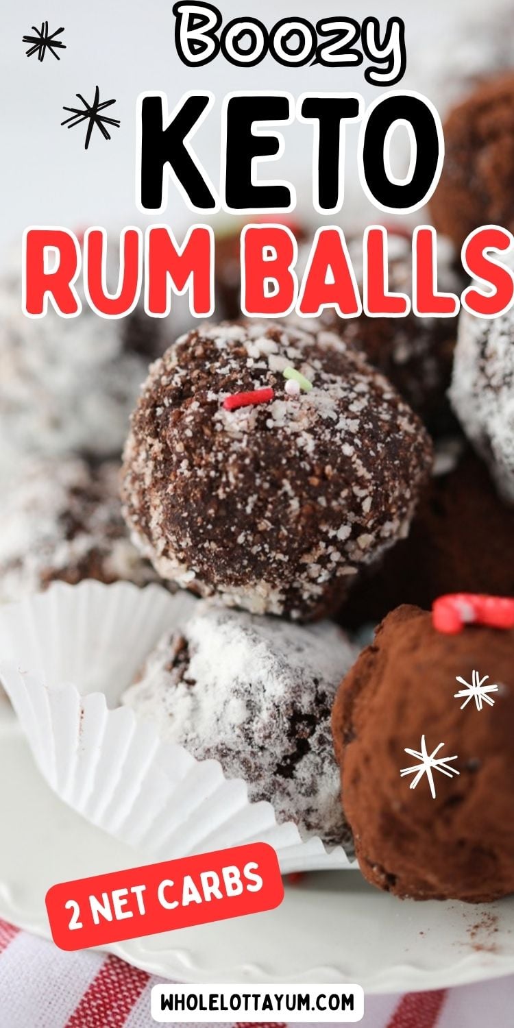keto rum balls pin for pinterest