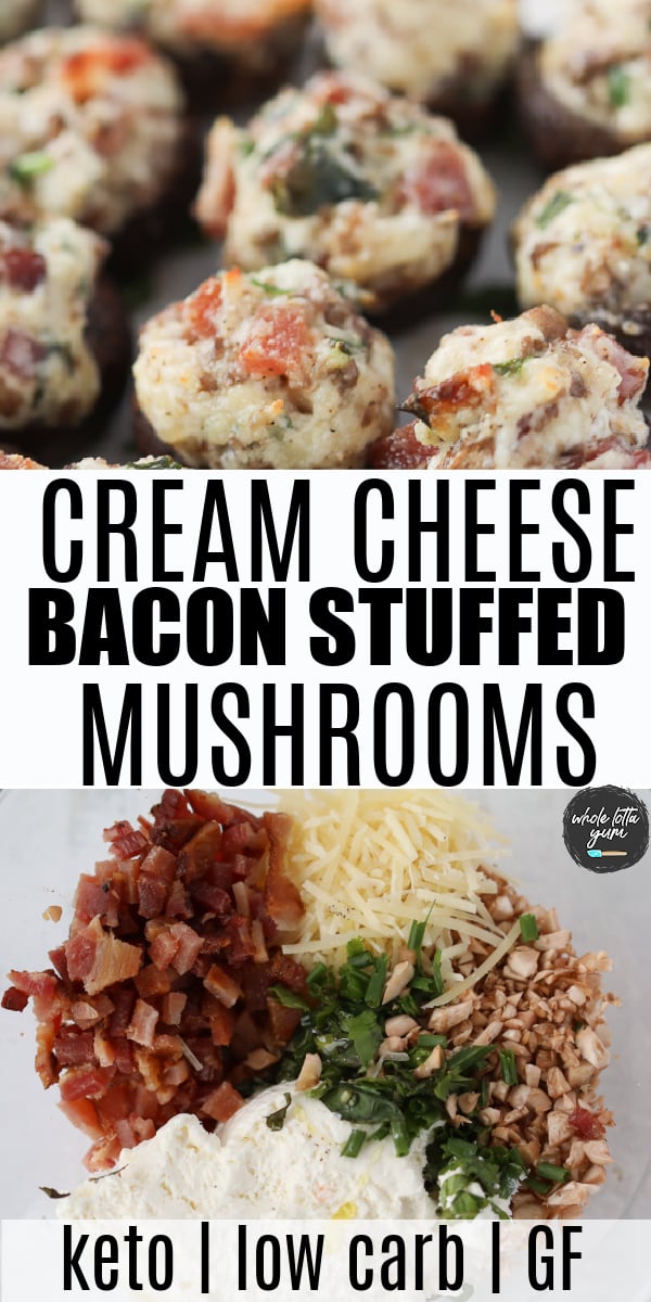 stuffed mushrooms with bacon cream cheese green onions pin for pinterest