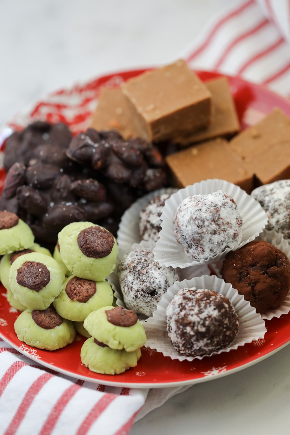a plate of low carb sugar free candy for Christmas