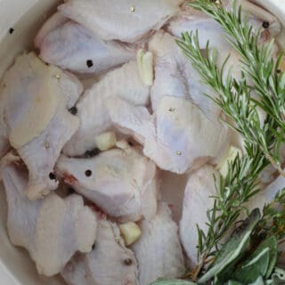 easy chicken wing brine recipe in a large white pot