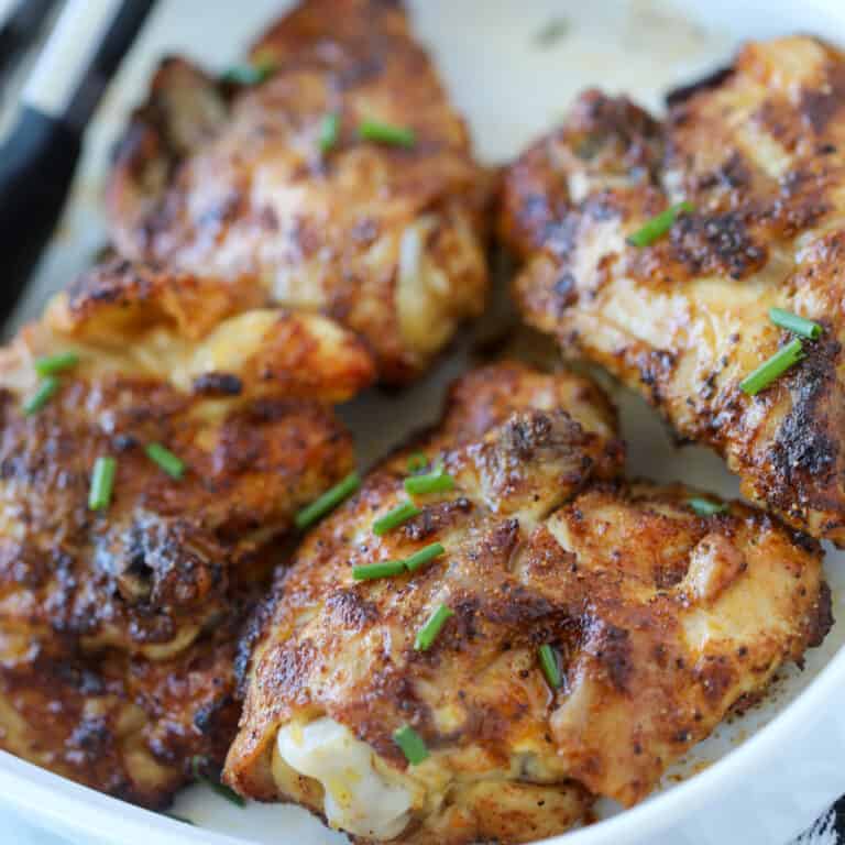 Air Fryer Chicken Thighs (Bone In Skin On) Whole Lotta Yum