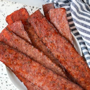 oven baked turkey bacon on a plate