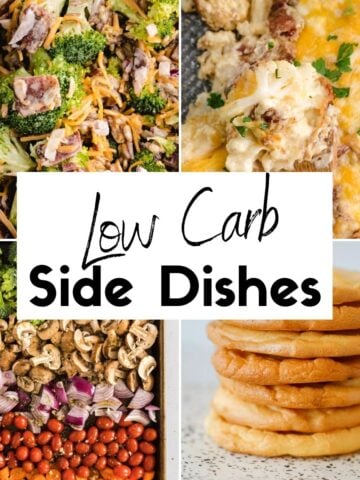 low carb side dishes collage of salads casseroles vegetables and breads