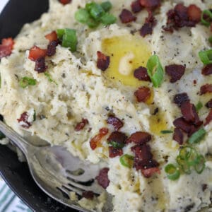 pressure cooker colcannon Irish mashed potatoes close up with melted butter