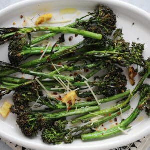 air fryer baby broccoli finished broccolini dish
