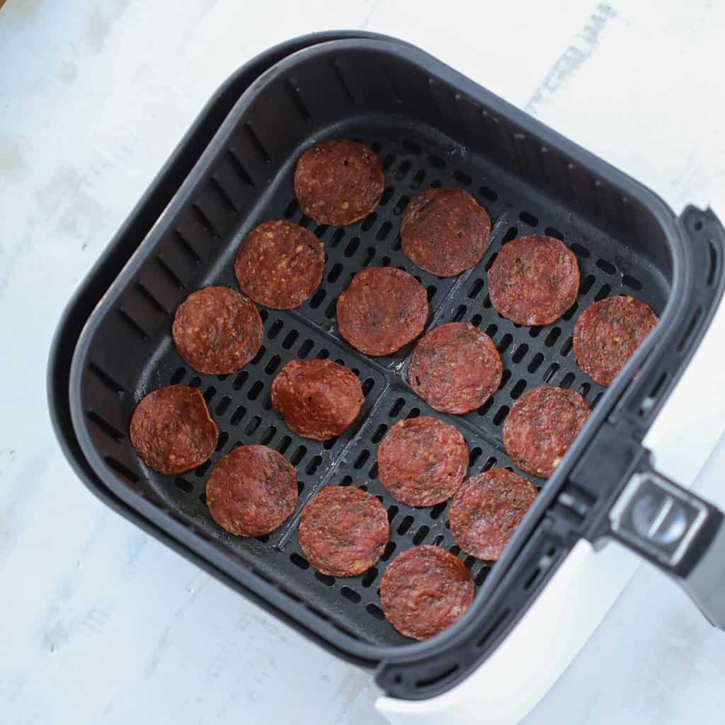 pepperoni chips in air fryer finished dish
