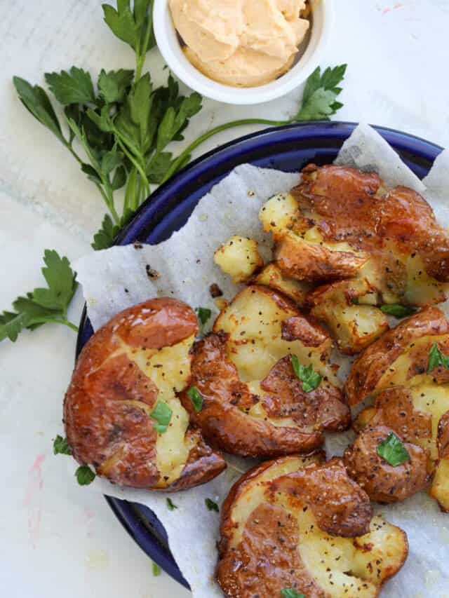 Air fryer smashed potatoes Whole Lotta Yum