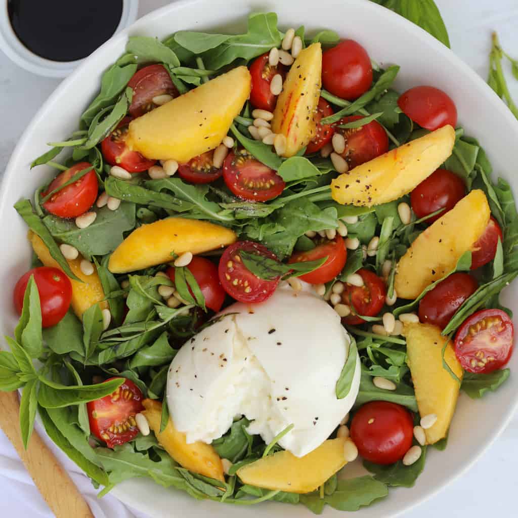 peach burrata arugula salad best recipe