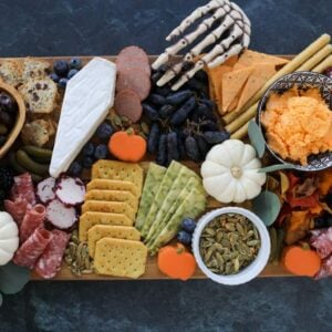 4 halloween charcuterie board ready to serve at a party or just for fun
