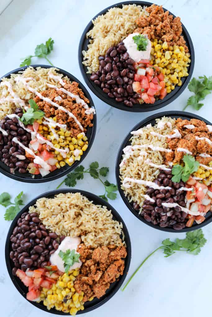 Meal Prep Chicken Burrito Bowls - Creme De La Crumb