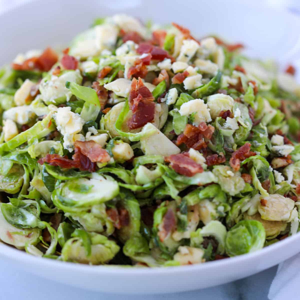 Shaved Brussel Sprouts Salad with Bacon - Whole Lotta Yum