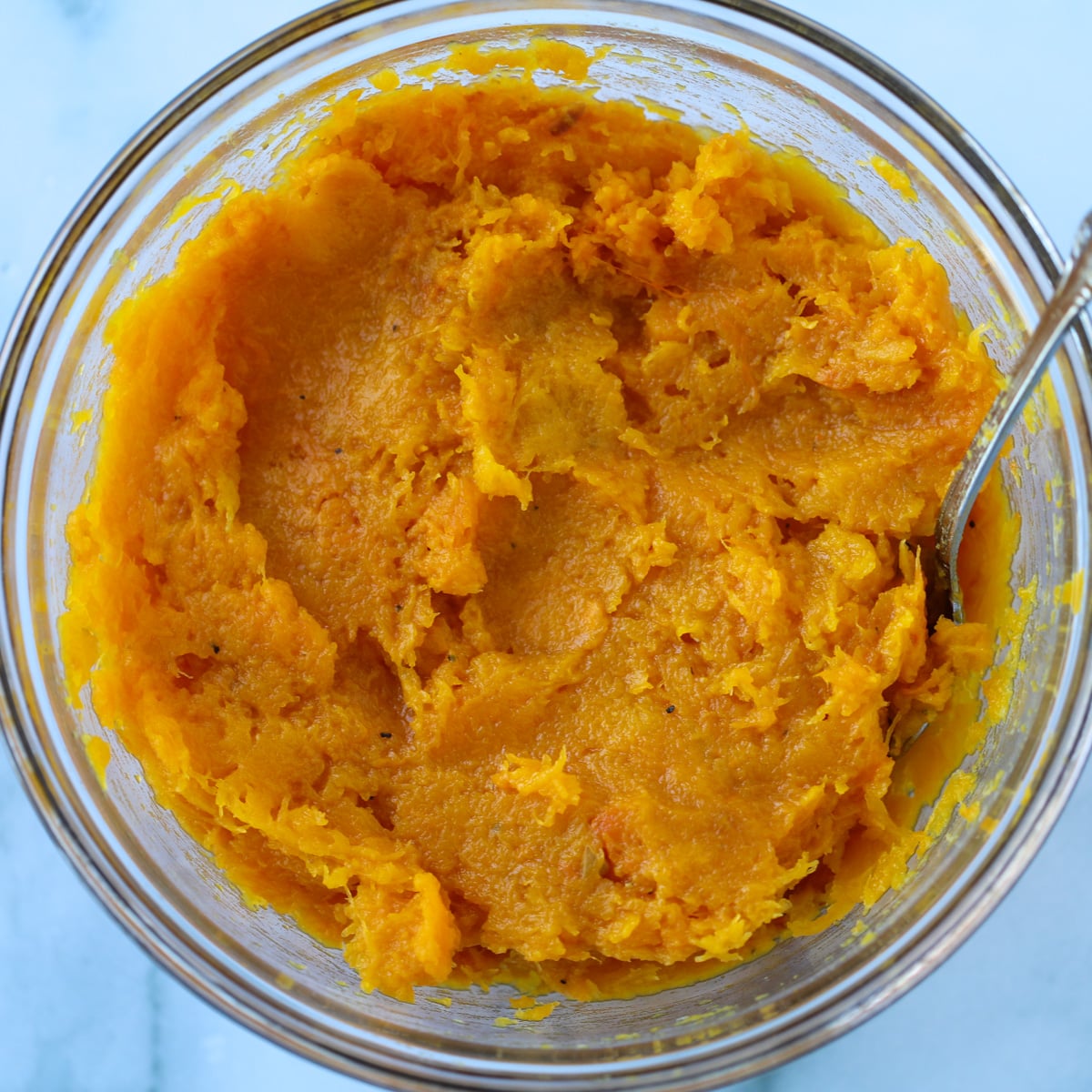 gently mash the butternut squash with a fork or hand held blender