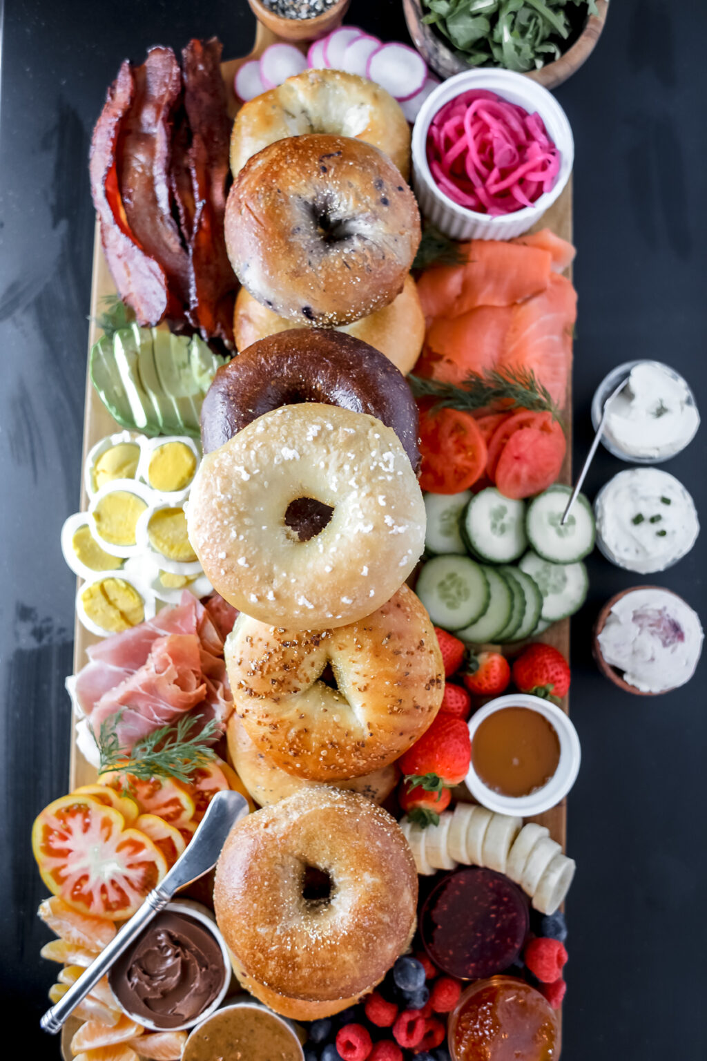 An Epic Bagel Charcuterie Board! (Sweet and Savory)