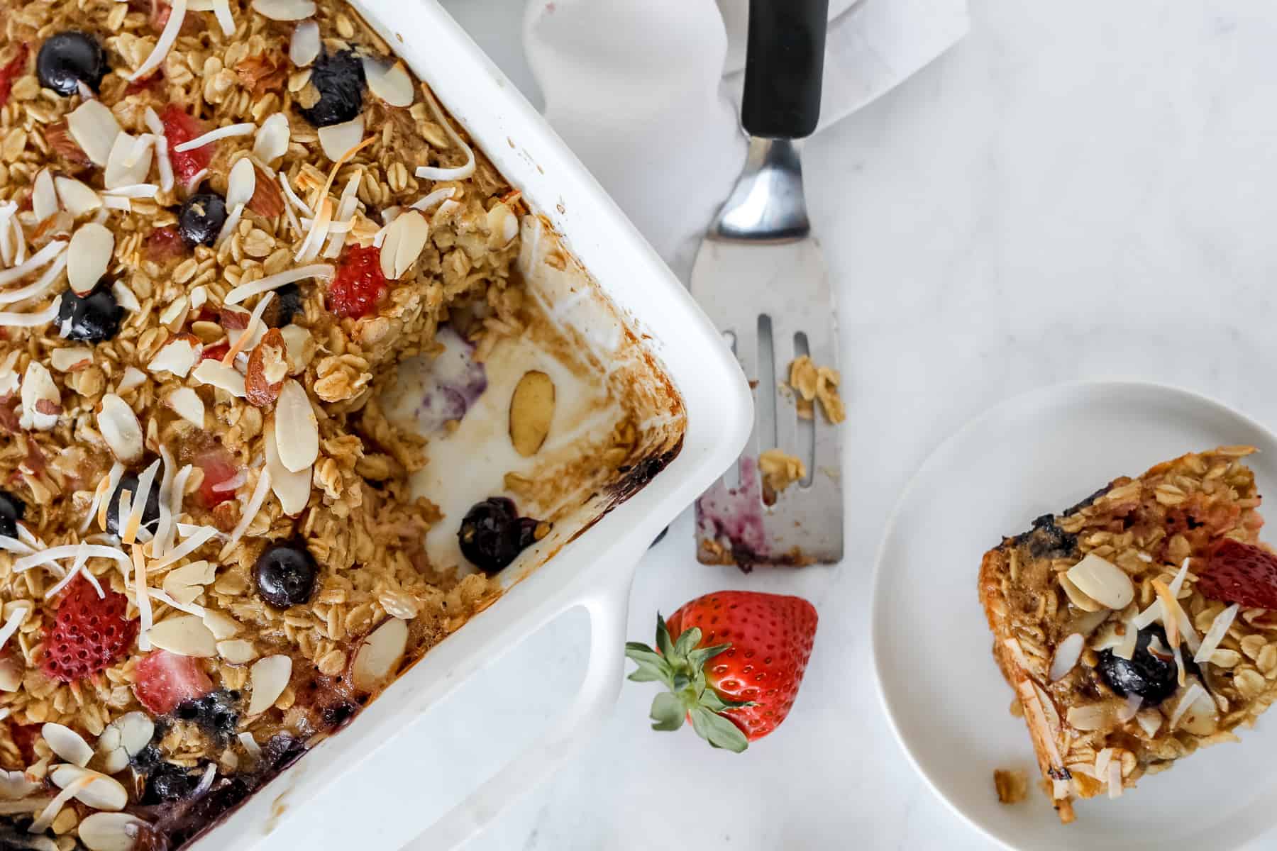 Baked oatmeal with blueberries.