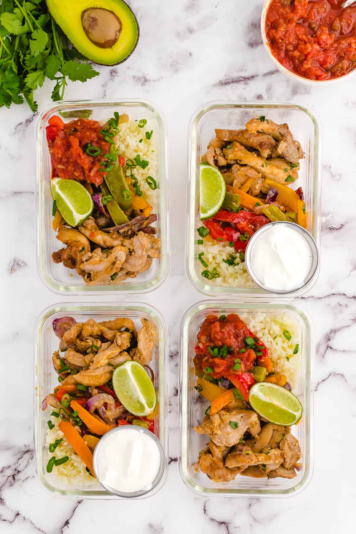 Chicken Fajita Meal Prep Lunch Bowls + Cilantro Lime Quinoa