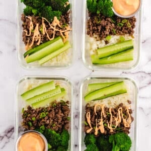 4 bulgogi bowls prepped.