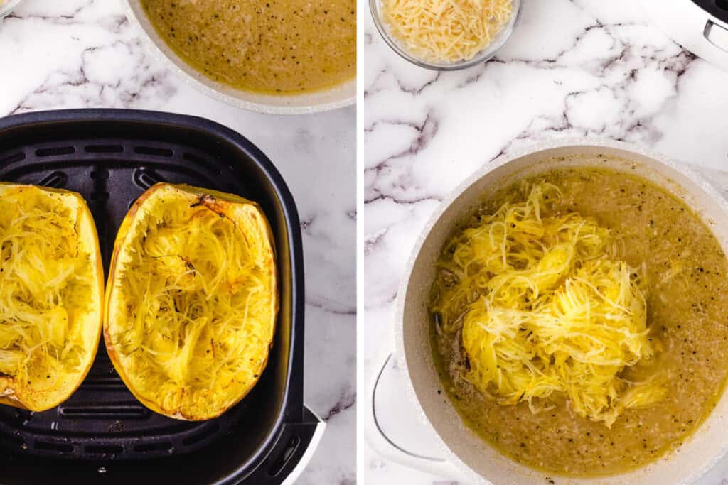 Garlic Parmesan Air Fryer Spaghetti Squash Whole Lotta Yum