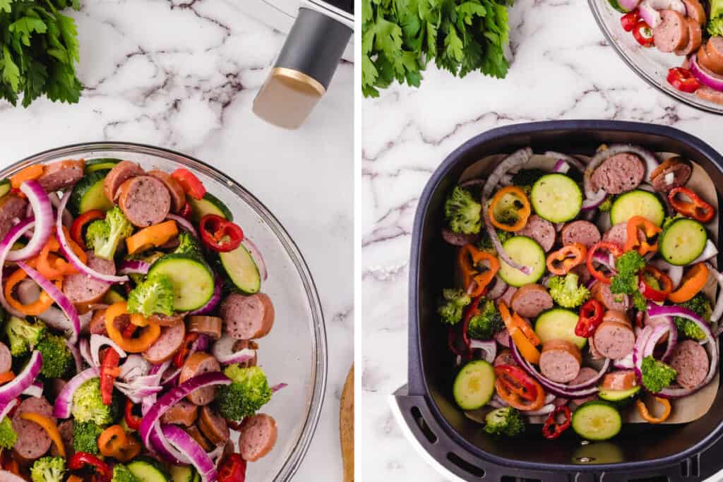 Air Fryer Sausage and Veggies Whole Lotta Yum
