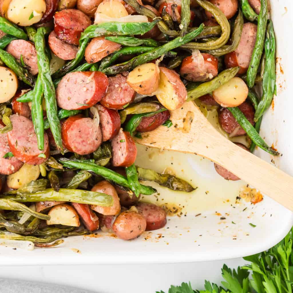 Smoked Sausage Potato Green Beans (Easy One Pan Recipe!)
