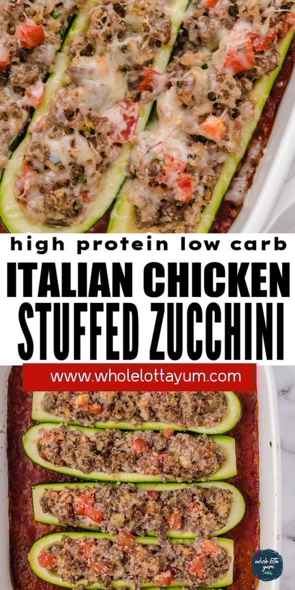 italian chicken stuffed zucchini pin for pinterest