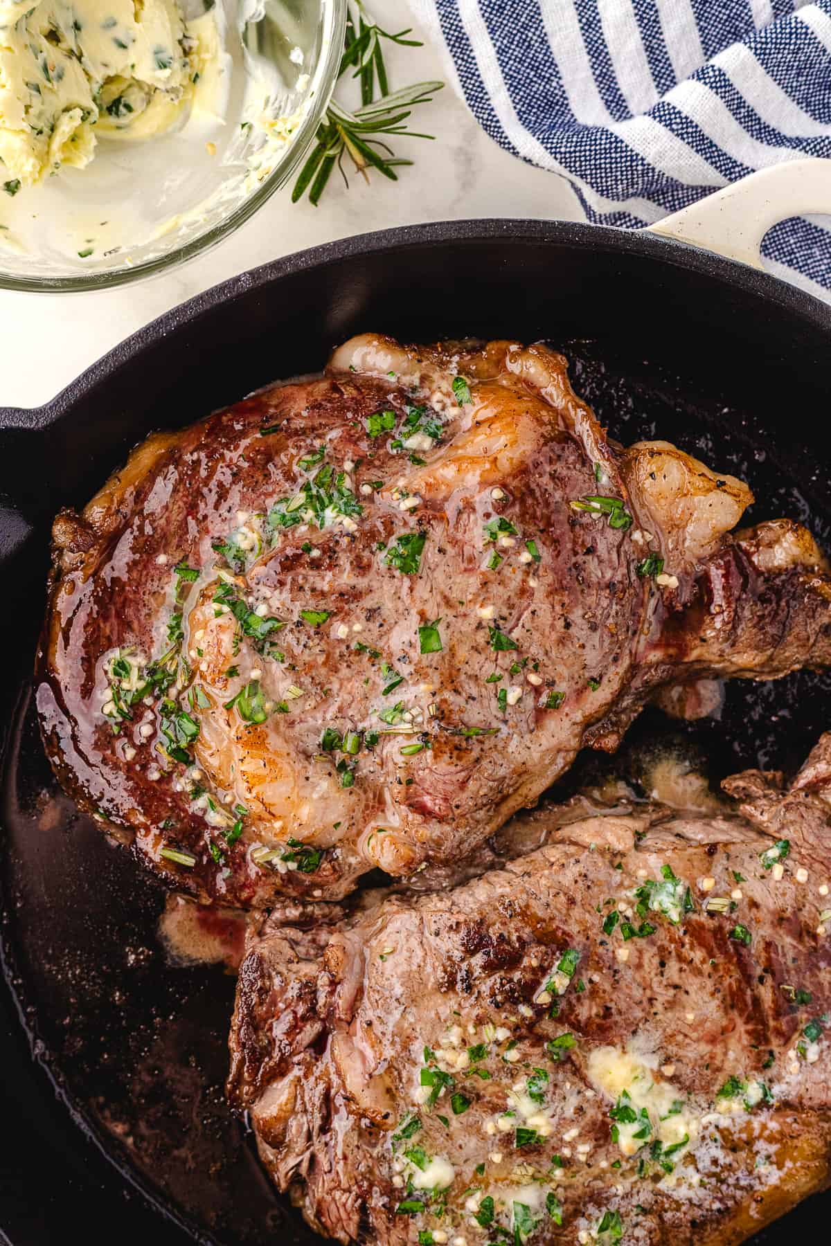 Juicy Pan Seared Ribeye in Cast Iron Skillet - Whole Lotta Yum