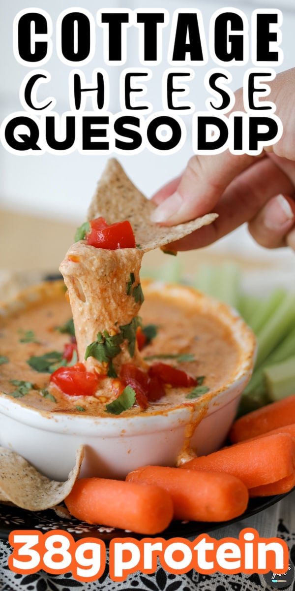 cottage cheese queso dip pin for pinterest