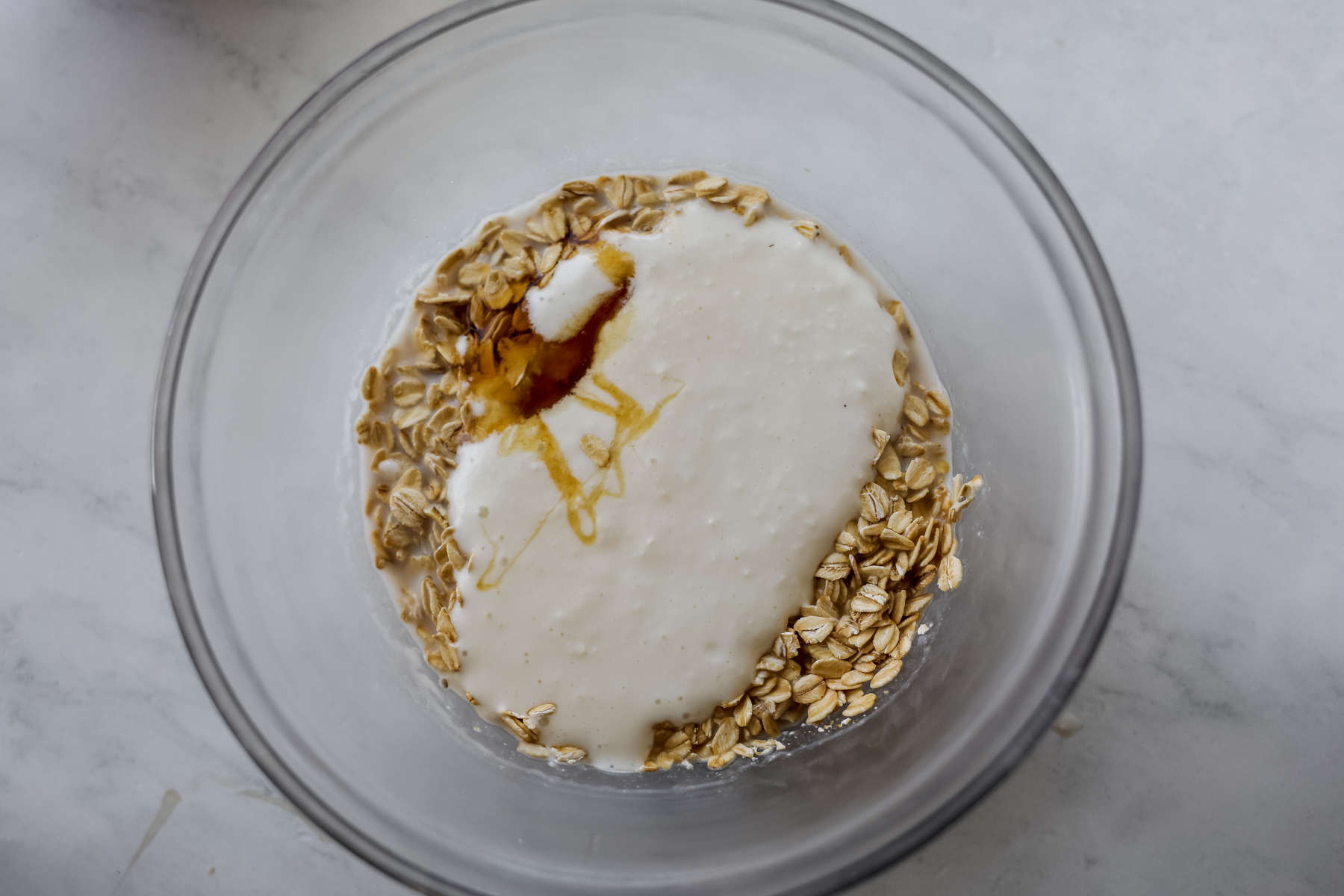 mix in the cottage cheese with the rolled oats