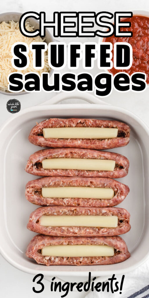 italian sausage with mozzarella cheese inside pin for pinterest