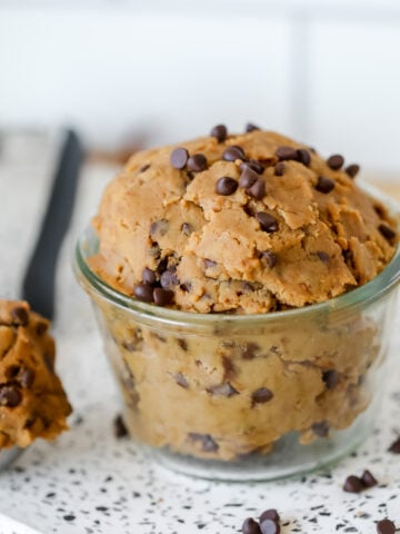 close up of healthy high protein and vegan cookie dough with chickpeas
